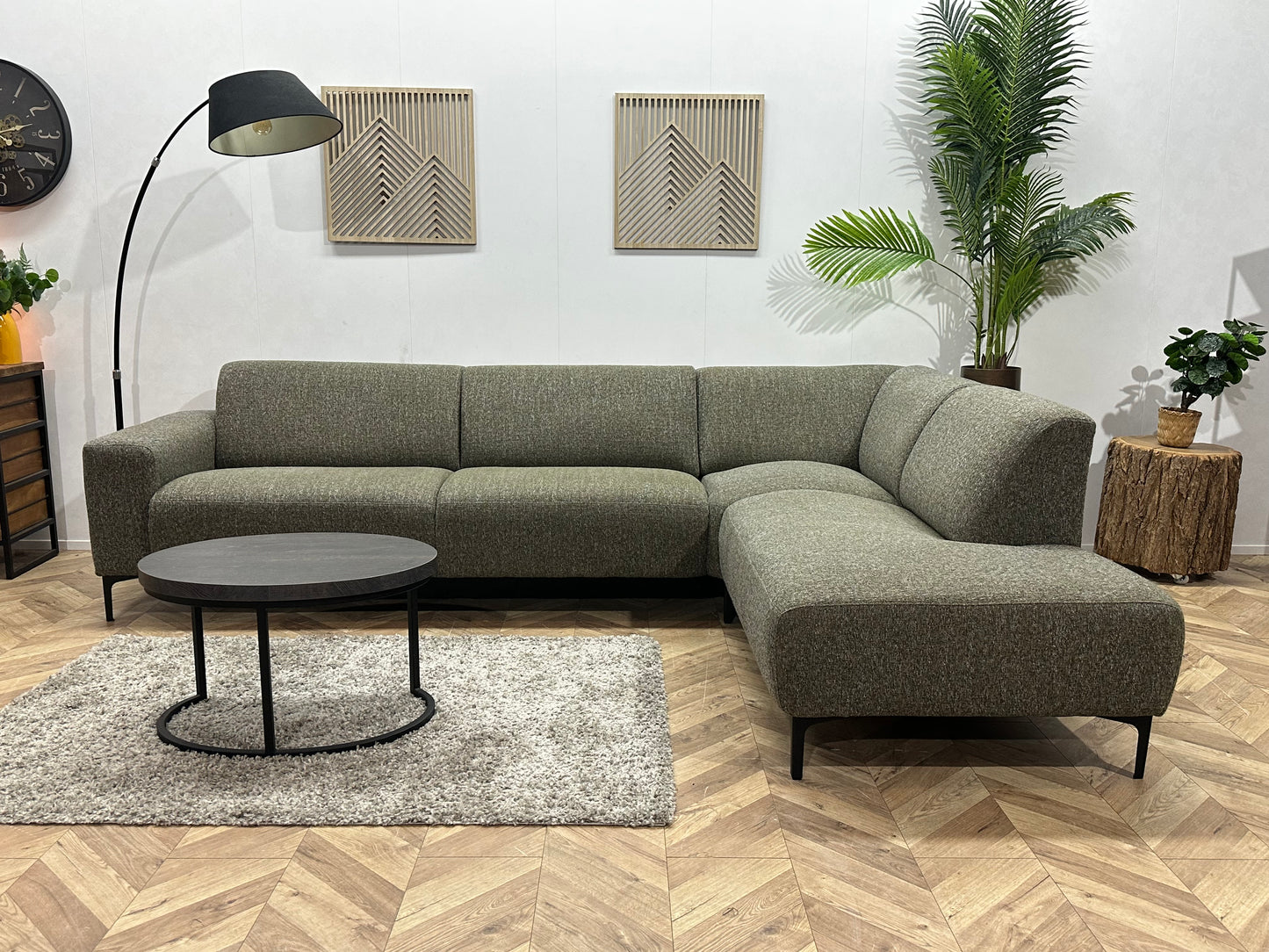 Grijze Hoekbank ~ Vaste Kussens