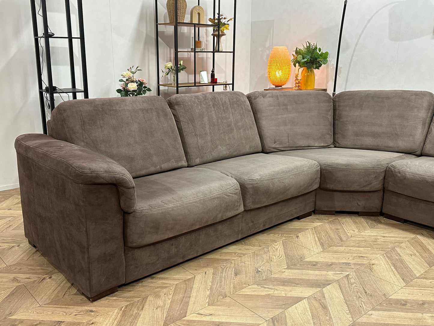 Licht Bruine Suède Stoffen U Bank ~ Vaste Kussens