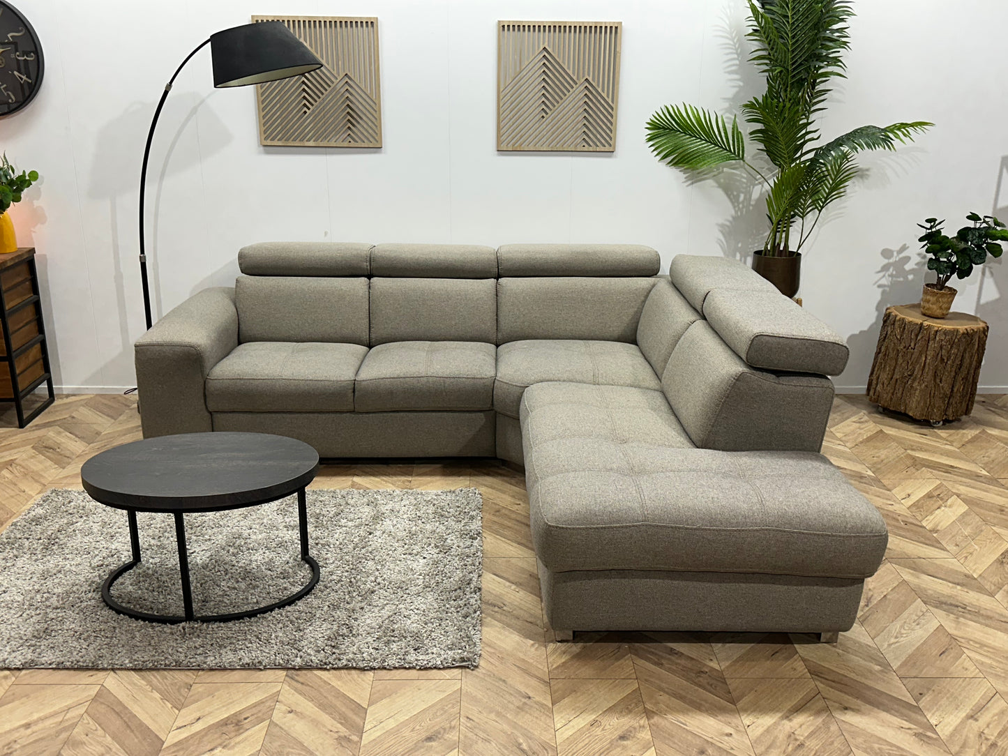 Licht Grijze Hoekbank ~ Verstelbare Hoofdsteunen