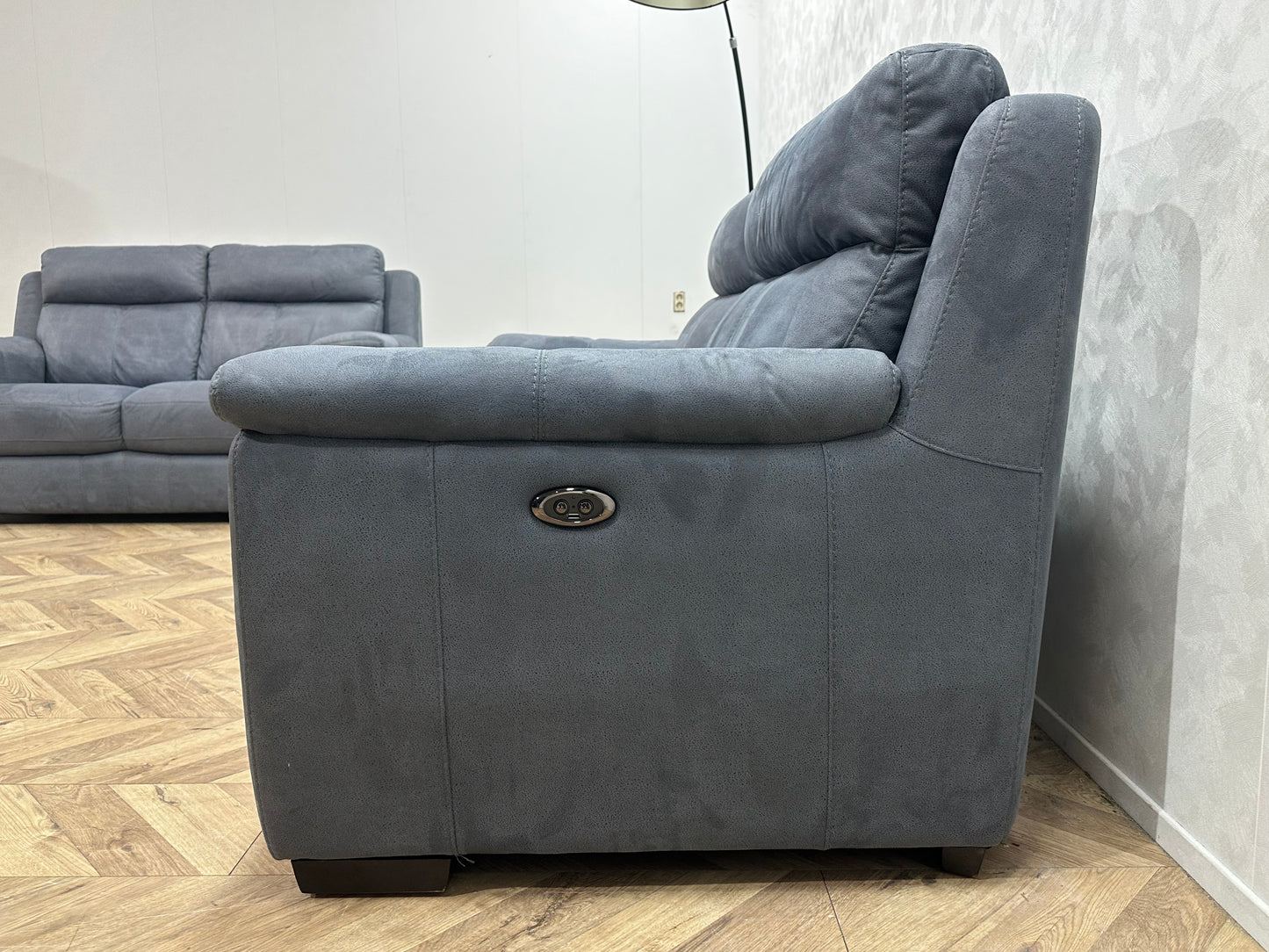 Blauwe Suède Stoffen Banken Set ~ Relaxfunctie