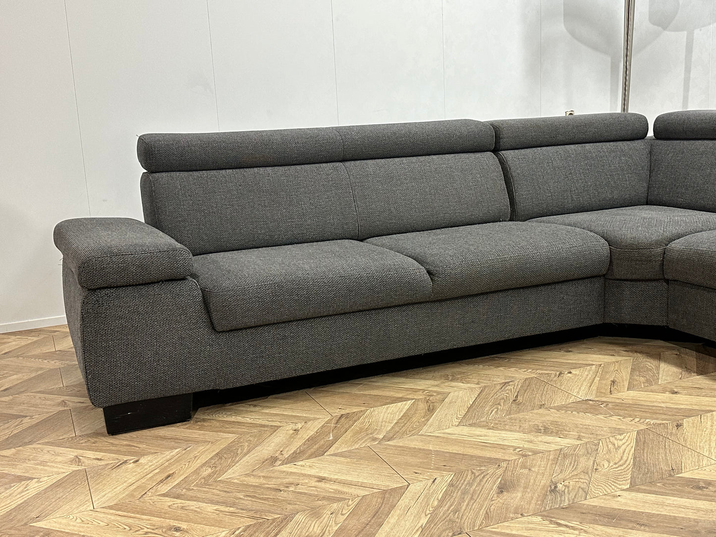Antraciet Hoekbank Inc Hocker ~ Verstelbare Arm/Hoofdsteunen