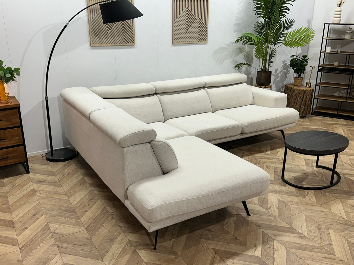 Goossens Crème Hoekbank ~ Verstelbare Hoofdsteunen