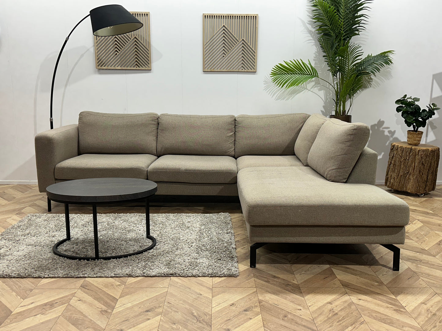 Beige/Grijze Hoekbank ~ Losse Kussens Met Afneembare Hoezen