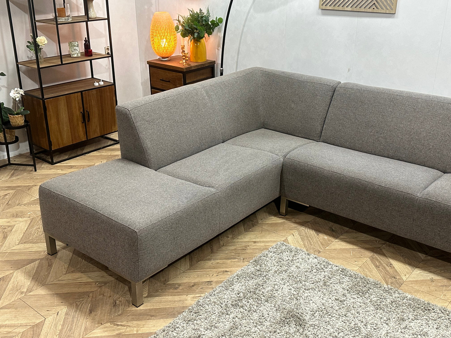 Montèl Grijze Hoekbank ~ Vaste Kussens