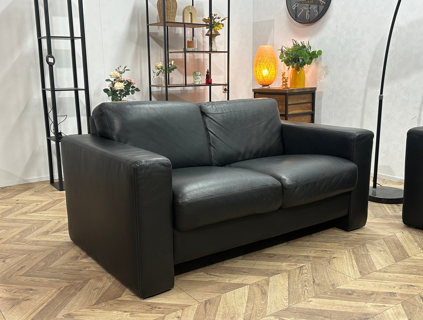 Zwart Echt Lederen Banken Set ~ Vaste Kussens