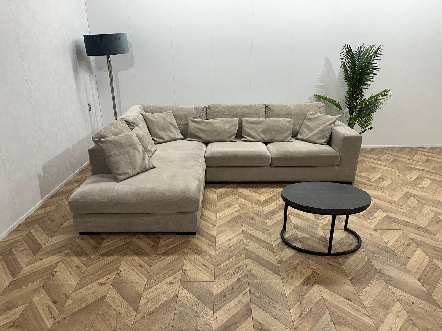 IN.HOUSE Beige Velvet Hoekbank ~ Nieuwstaat