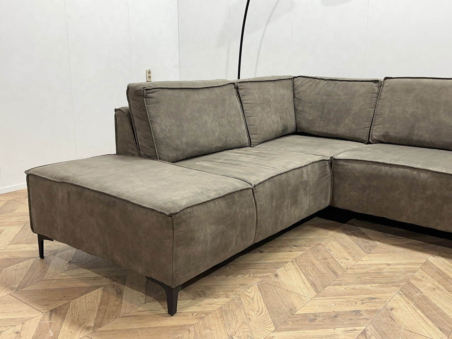 Antraciet Suède Stoffen U Bank ~ Losse Rugkussens Met Afneembare Hoezen