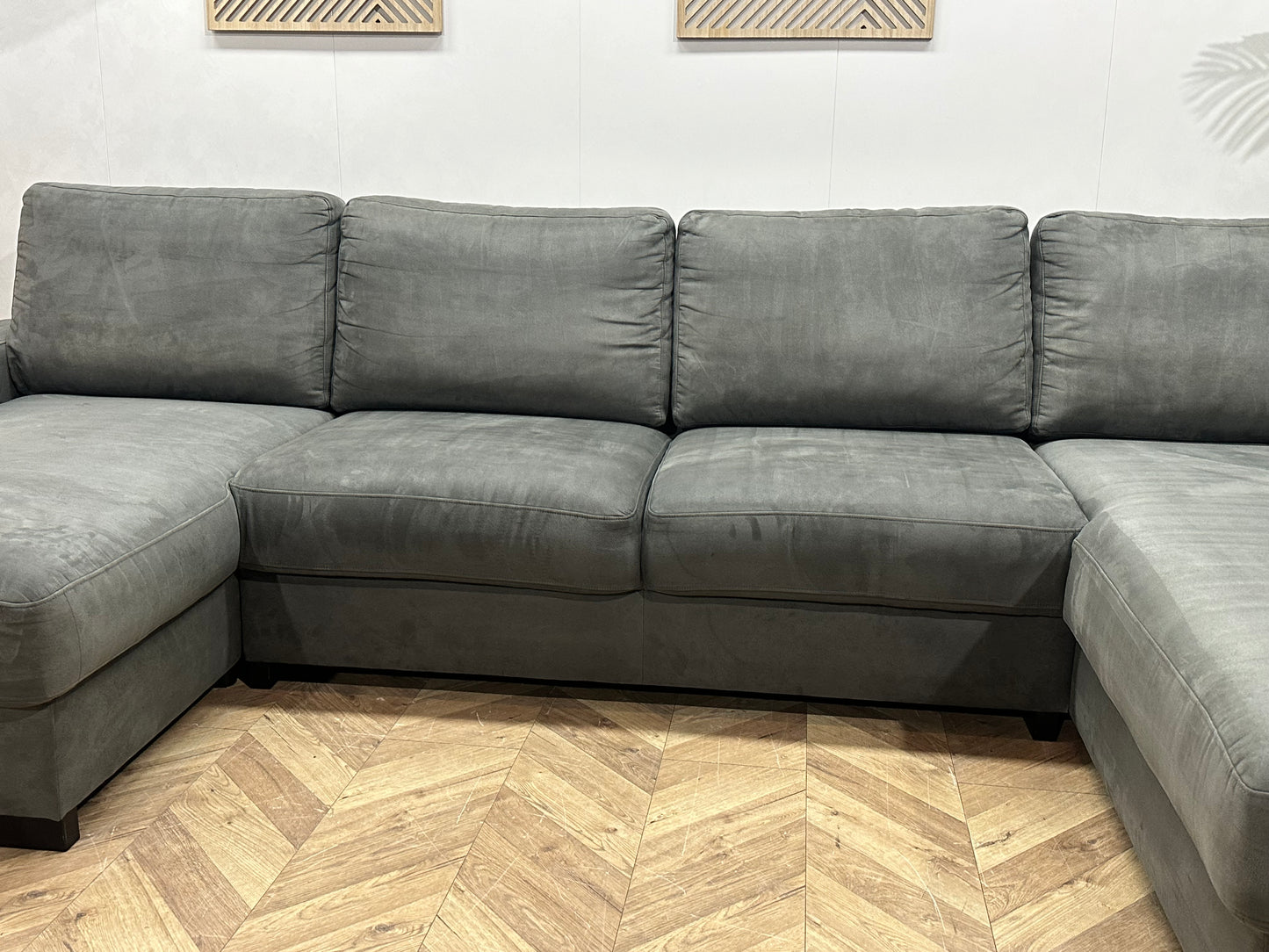 Antraciet Suède Stoffen U Bank ~ Losse Rugkussens Met Afneembare Hoezen