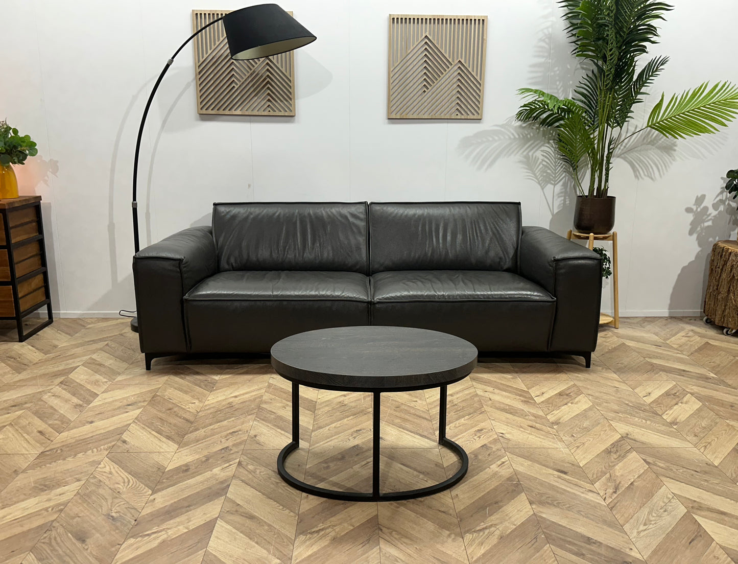 Montèl Antraciet Echt Lederen 2.5-Zits Bank ~ Vaste Kussens