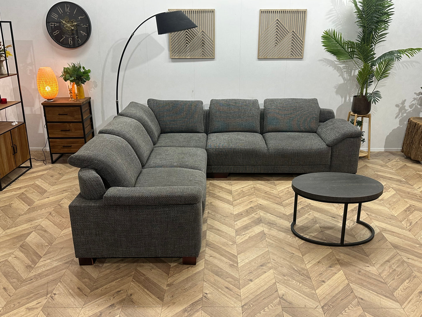 H&H Grijze Hoekbank ~ Verstelbare Hoofdsteunen