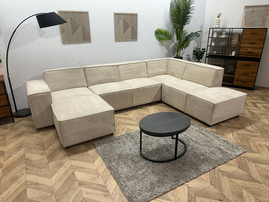 !Showroommodel! Crème Suède Stoffen U Bank