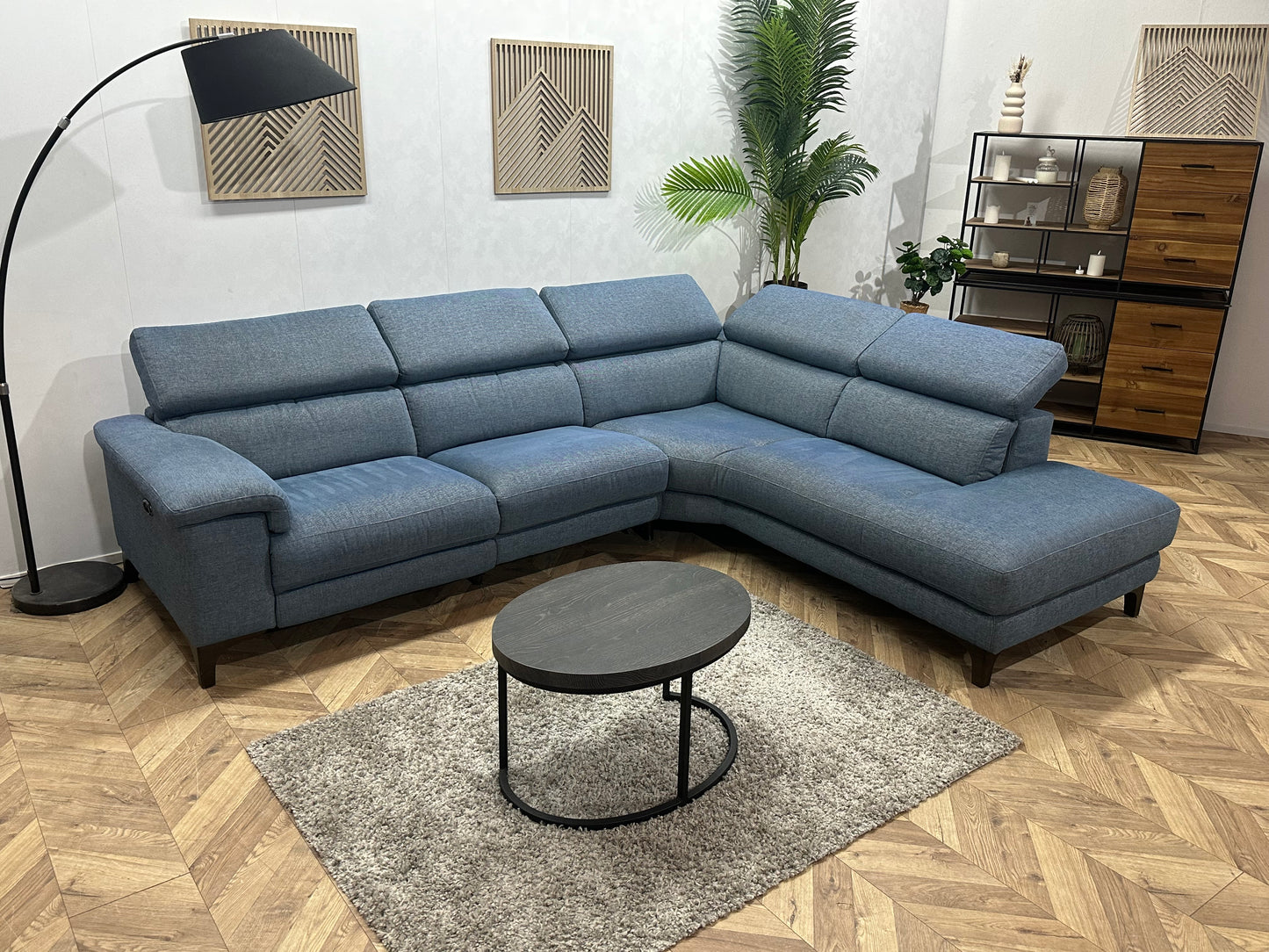 Licht Blauwe Hoekbank ~ Elektrisch Verstelbaar