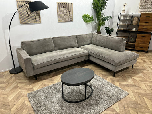 Woood Licht Grijze Ribstof Hoekbank ~ Nieuwstaat