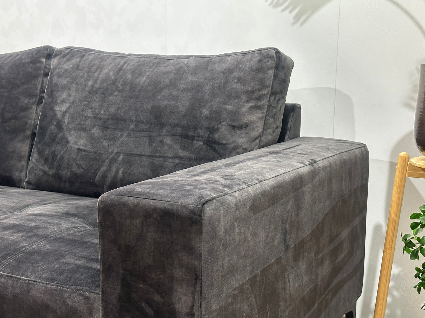 Antraciet Velvet Hoekbank ~ Losse Kussens Met Afneembare Hoezen