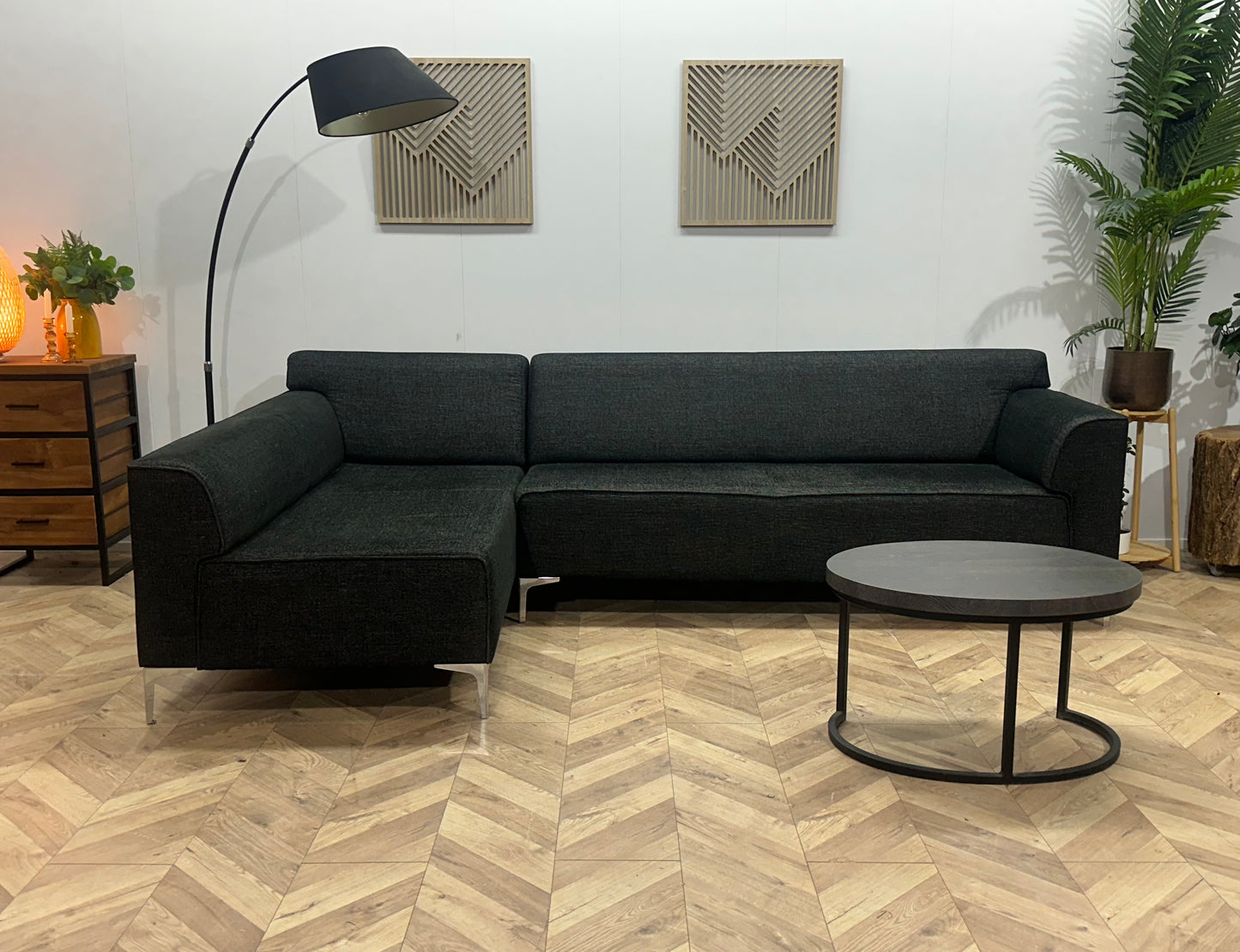 Montèl Antraciet Design Hoekbank ~ Vaste Kussens