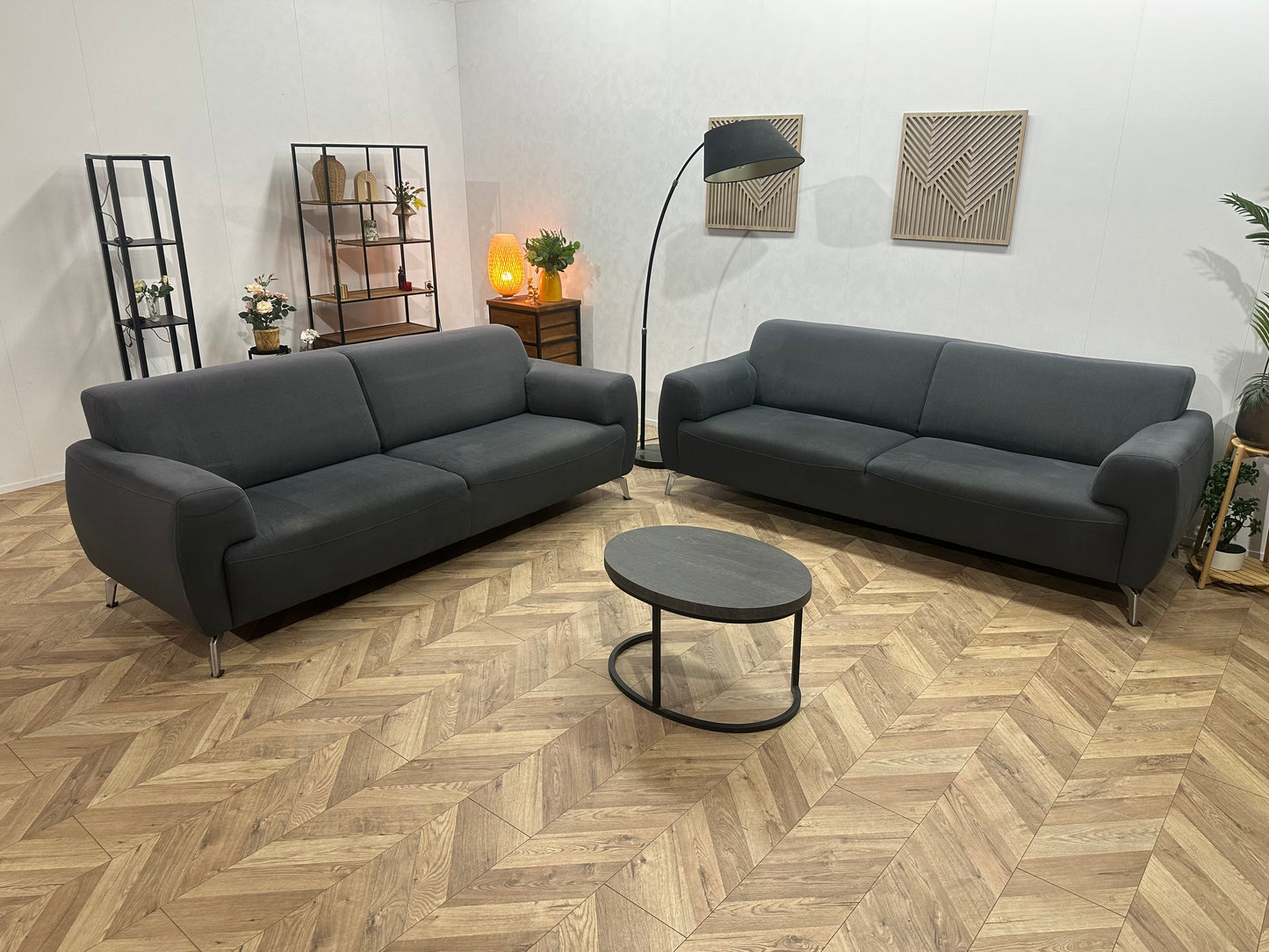 H&H Antraciet Banken Set ~ Vaste Kussens