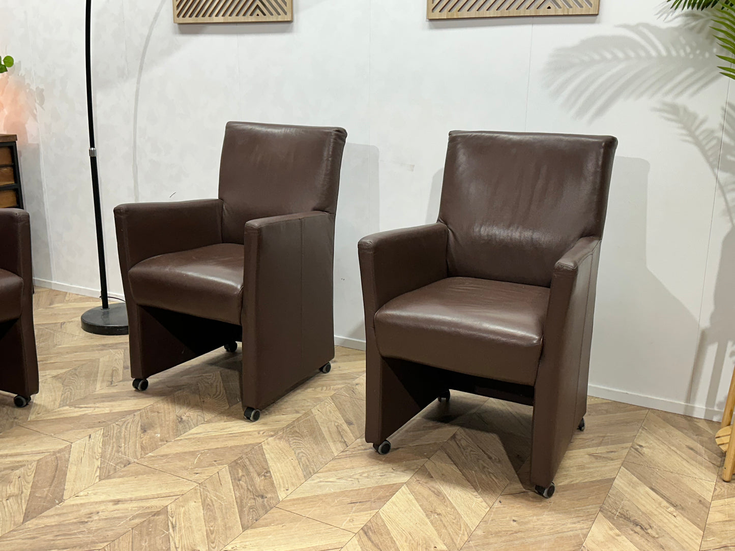 Bruine Echt Lederen Stoelen Set