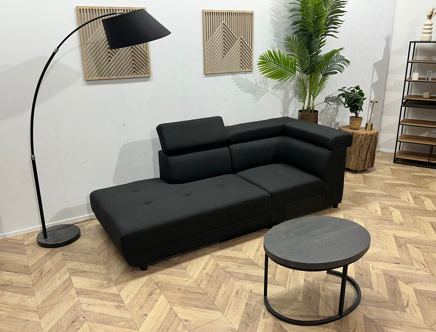 !Showroommodel! Zwart Suede Stoffen Designbank