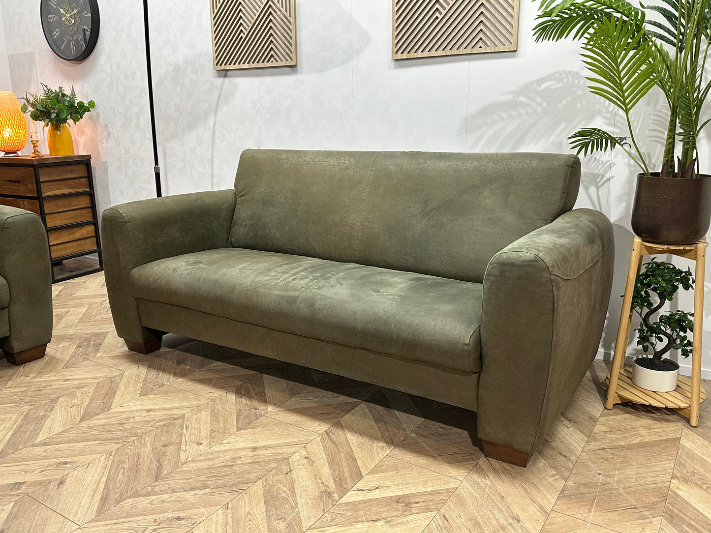 Groene Suède Stoffen Banken Set ~ Vaste Kussens