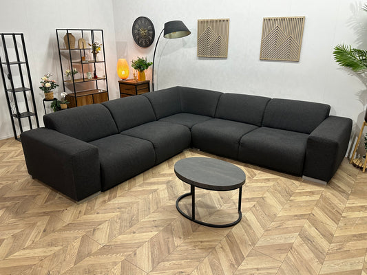 Antraciet Hoekbank ~ Vaste Kussens