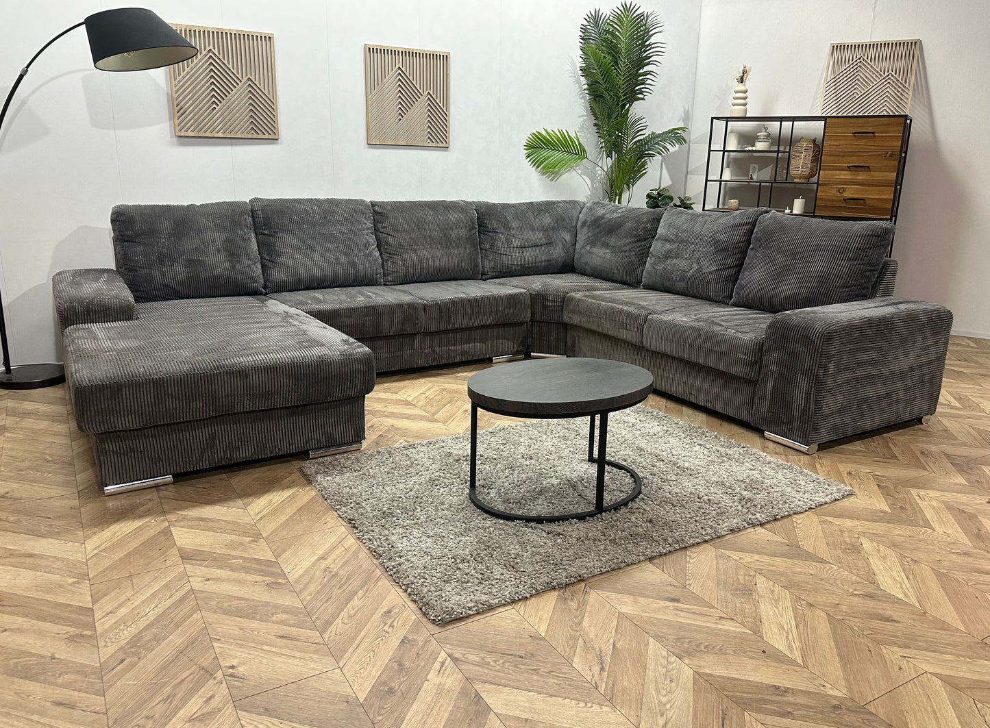 Antraciet Ribstof U Bank ~ Losse Rugkussens Met Afneembare Hoezen