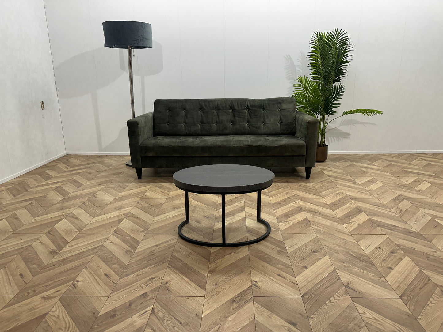 Umix Groene Velvet 2.5-Zits Bank ~ Losse Rugkussen Met Afneembare Hoes