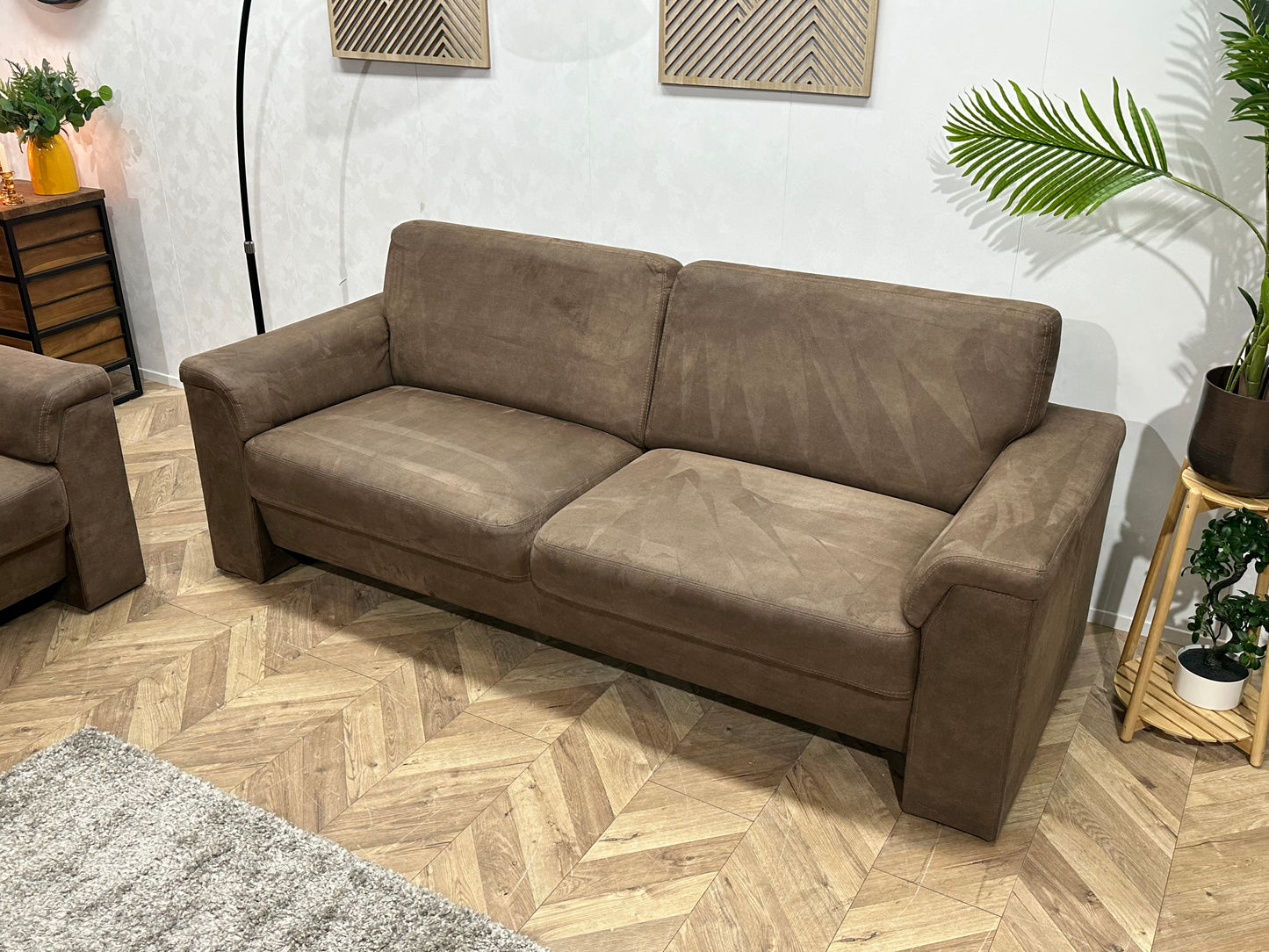 Bruine Suède Lederen Banken Set ~ Vaste Kussens