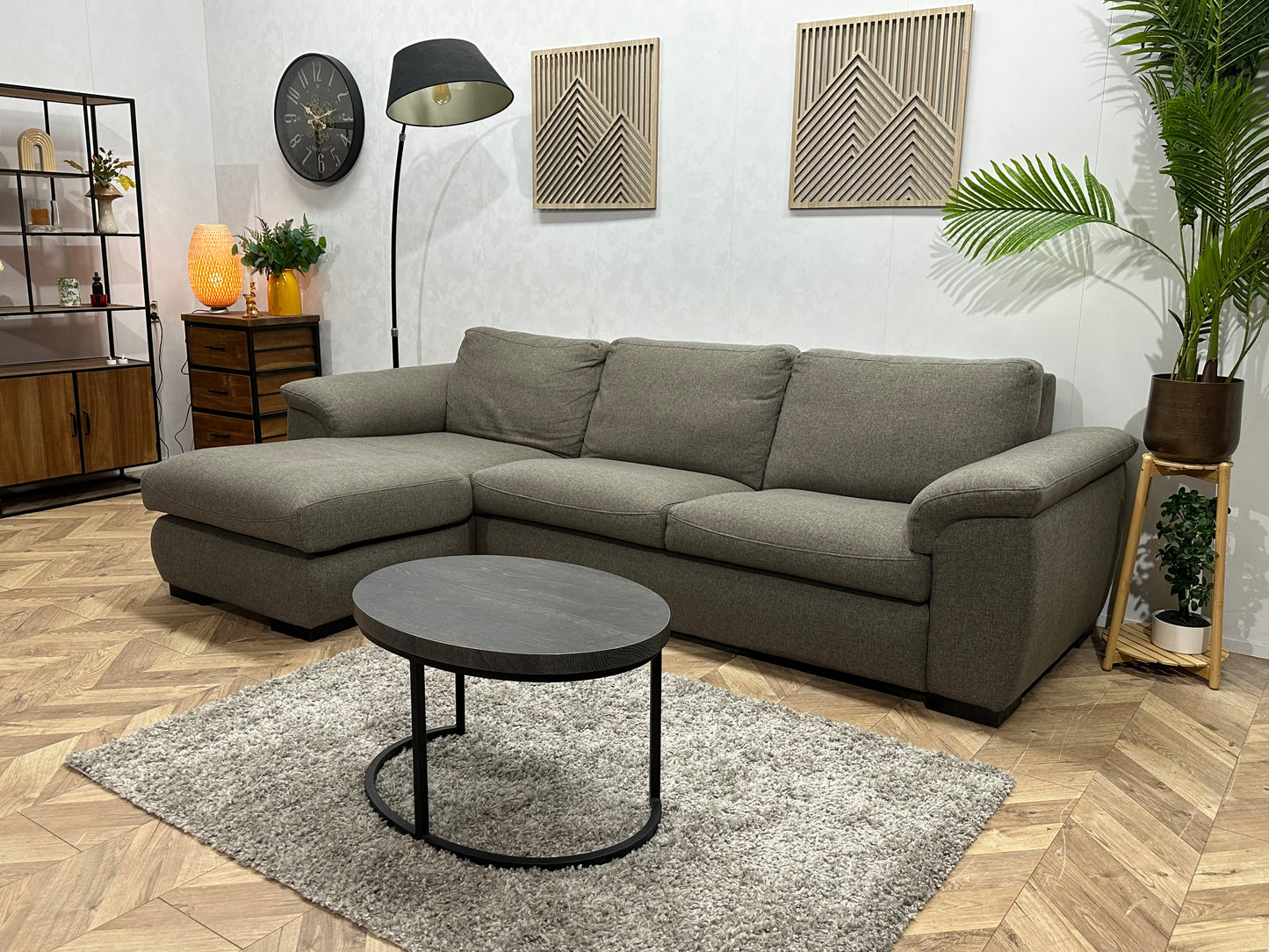 Grijze Hoekbank ~ Vaste Kussens