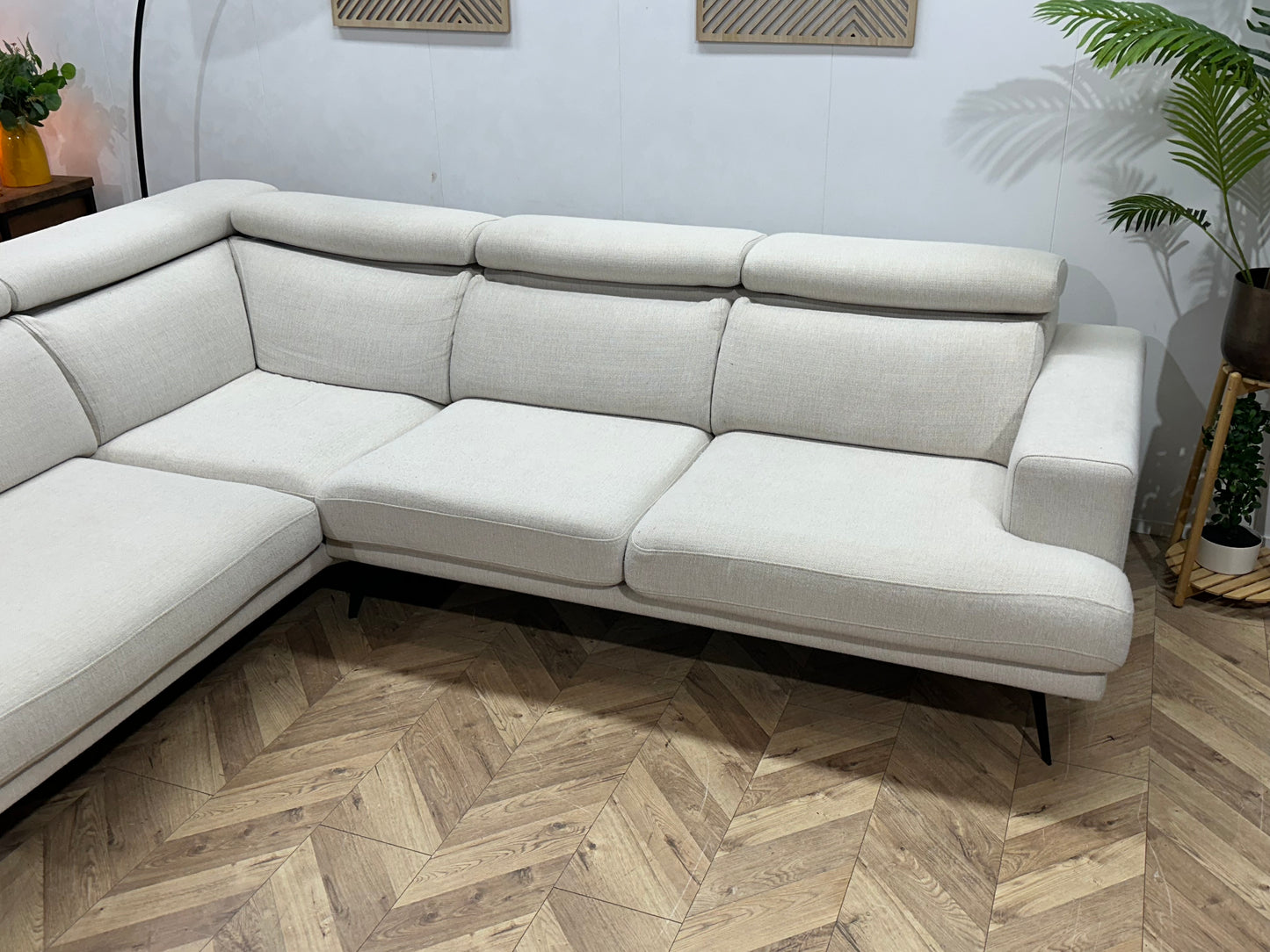 Goossens Crème Hoekbank ~ Verstelbare Hoofdsteunen