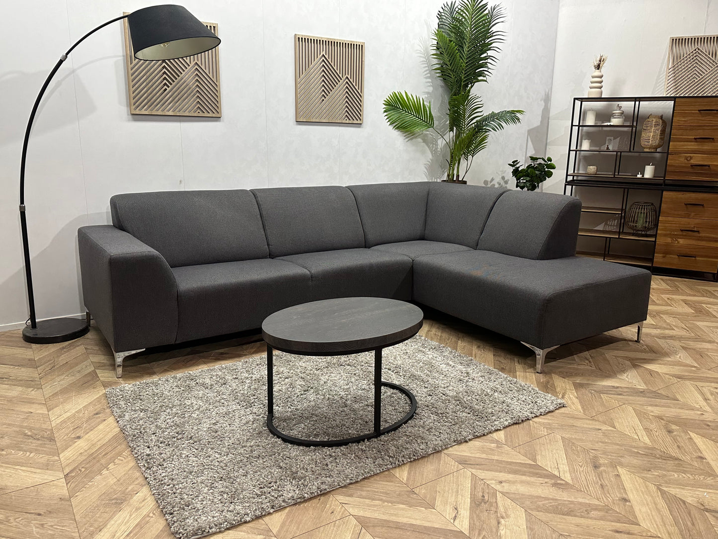 Grijze Hoekbank ~ Vaste Kussens