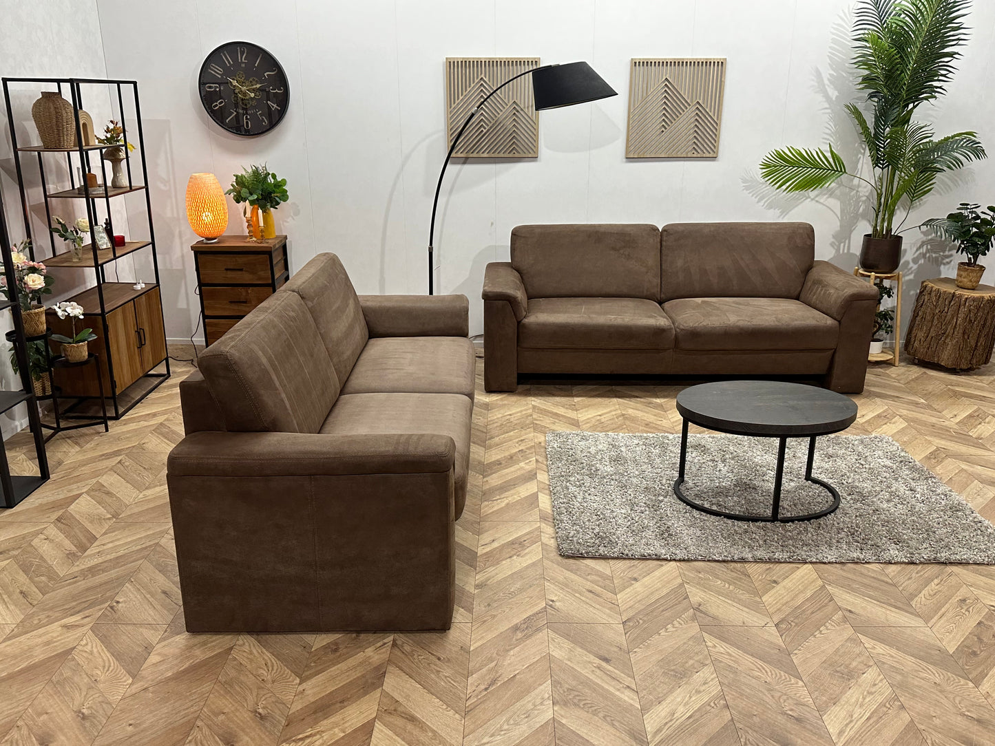 Bruine Suède Lederen Banken Set ~ Vaste Kussens