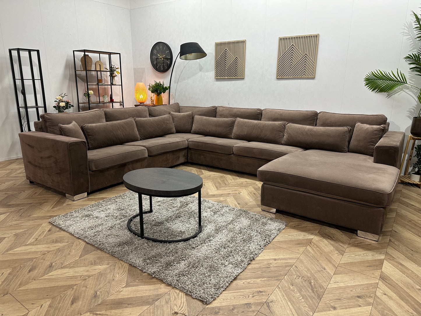 Bruine Velvet U Bank ~ Losse Kussens Met Afneembare Hoezen