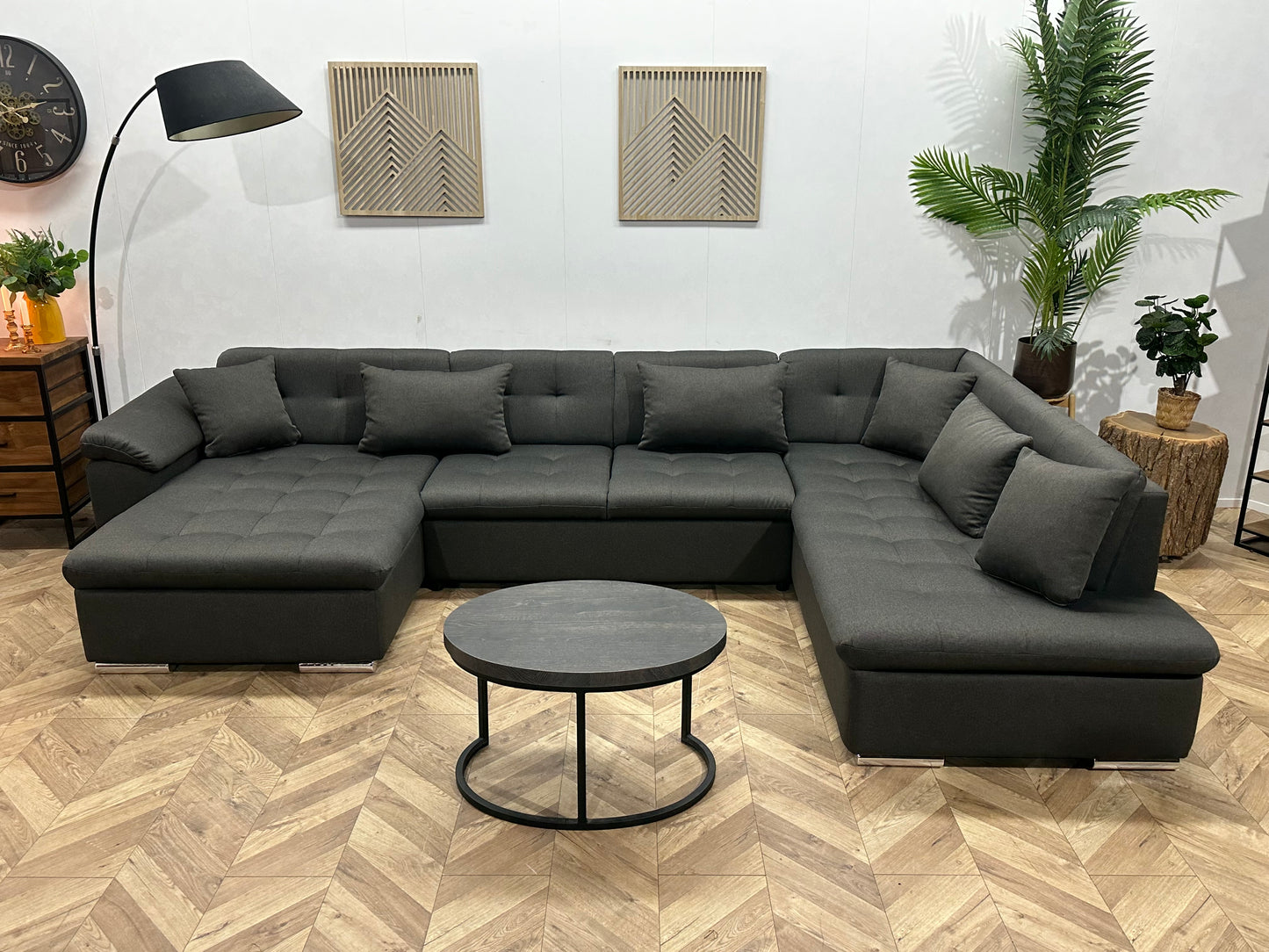 !Showroommodel! Grijze Suède Stoffen U Bank