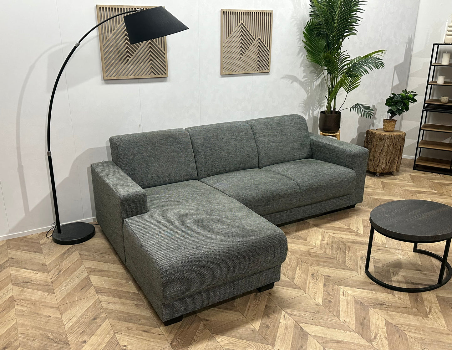 Grijze Hoekbank ~ Vaste Kussens