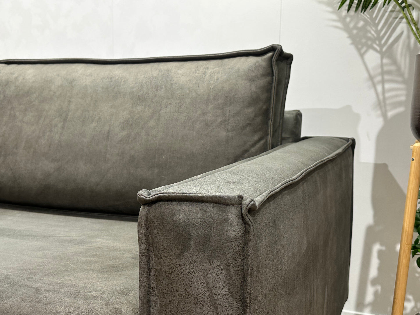 Antraciet Suède Stoffen Hoekbank ~ Losse Kussens Met Afneembare Hoezen