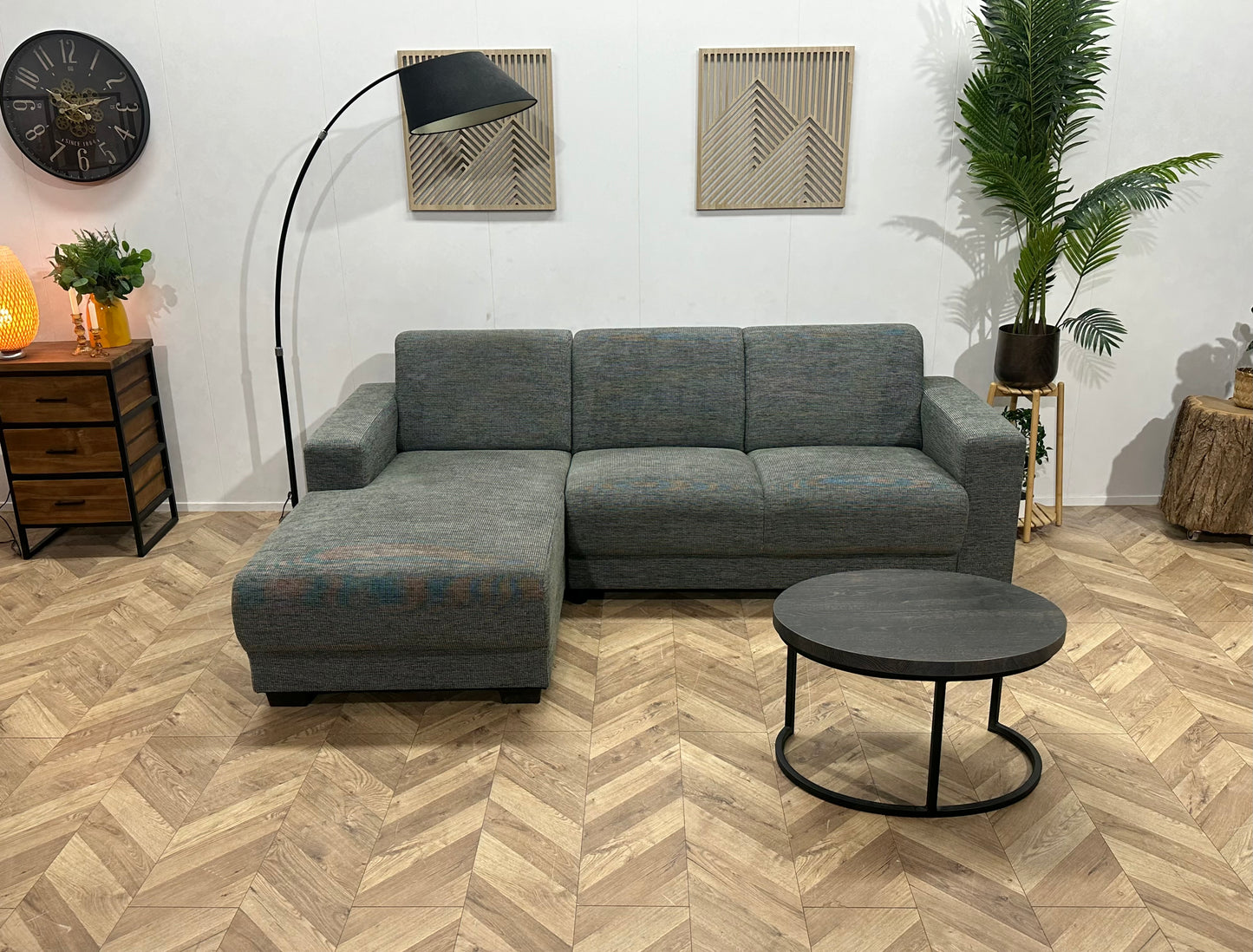 Grijze Hoekbank ~ Vaste Kussens