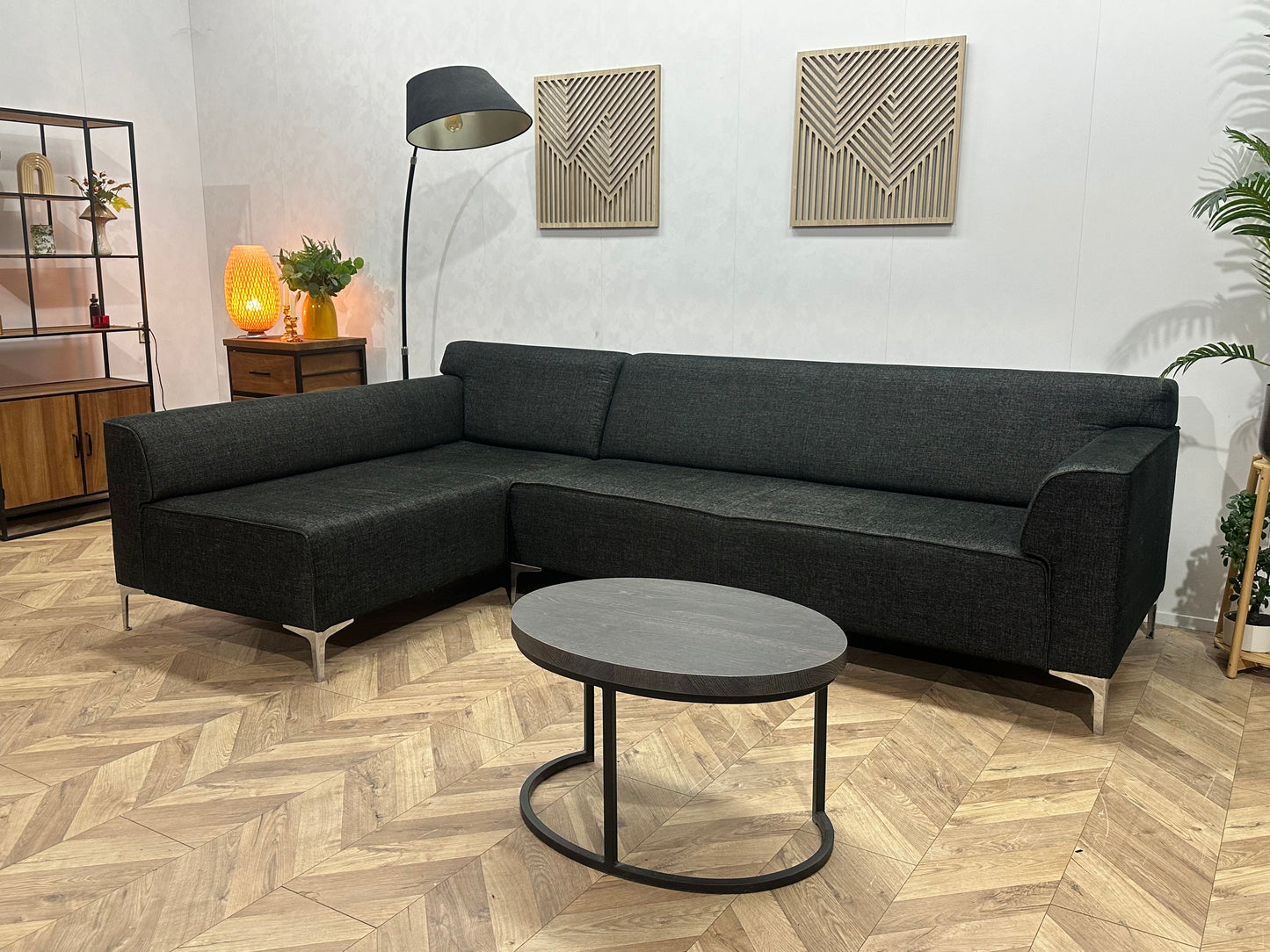 Montèl Antraciet Design Hoekbank ~ Vaste Kussens