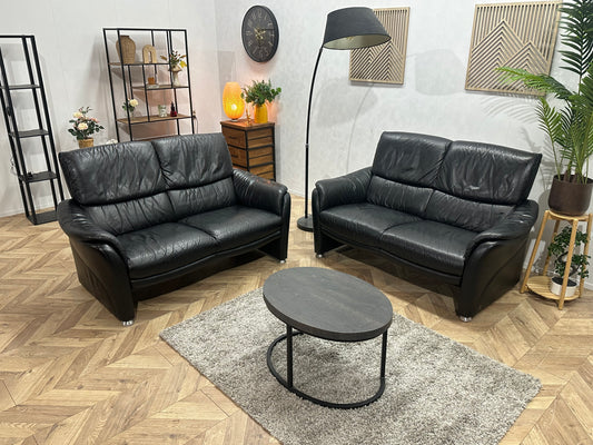 W.Schillig Zwarte Echt Lederen Banken Set ~ Vaste Kussens