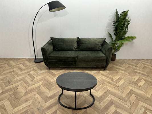UrbanSofa Groene Velvet 2.5-Zits Bank ~ Losse Rugkussens Met Afneembare Hoezen