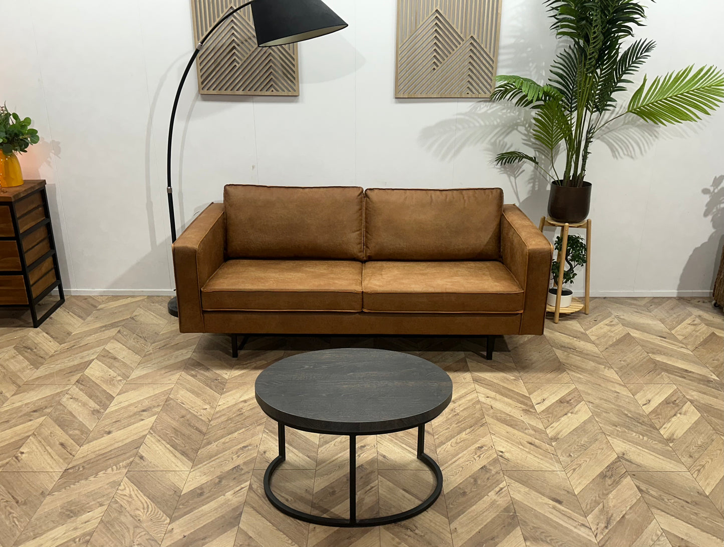 Woood Cognac Bruine Suède Lederen 2.5-Zits Bank ~ Losse Kussens Met Afneembare Hoezen