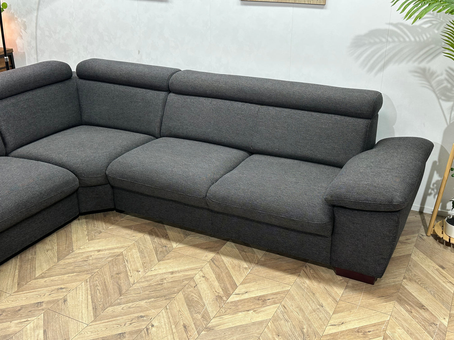 Antraciet Hoekbank ~ Verstelbare Arm/Hoofdsteunen