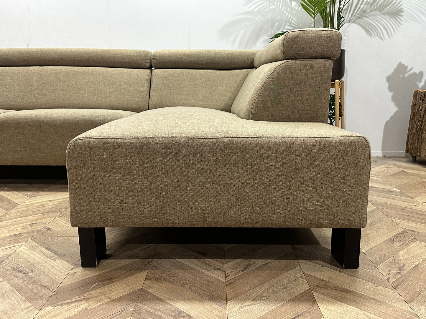 Beige Hoekbank ~ Verstelbare Hoofdsteunen