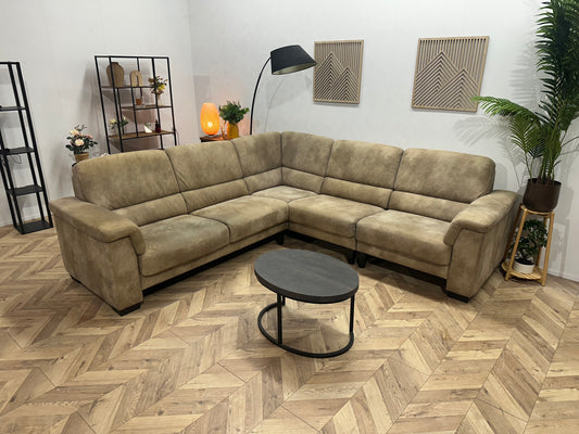 Beige Suède Stoffen Hoekbank ~ Inruilvoordeel