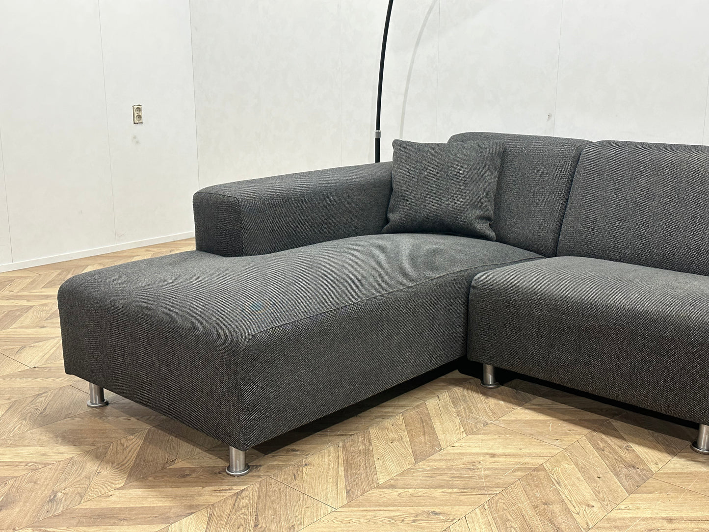 Antraciet Hoekbank ~ Vaste Kussens