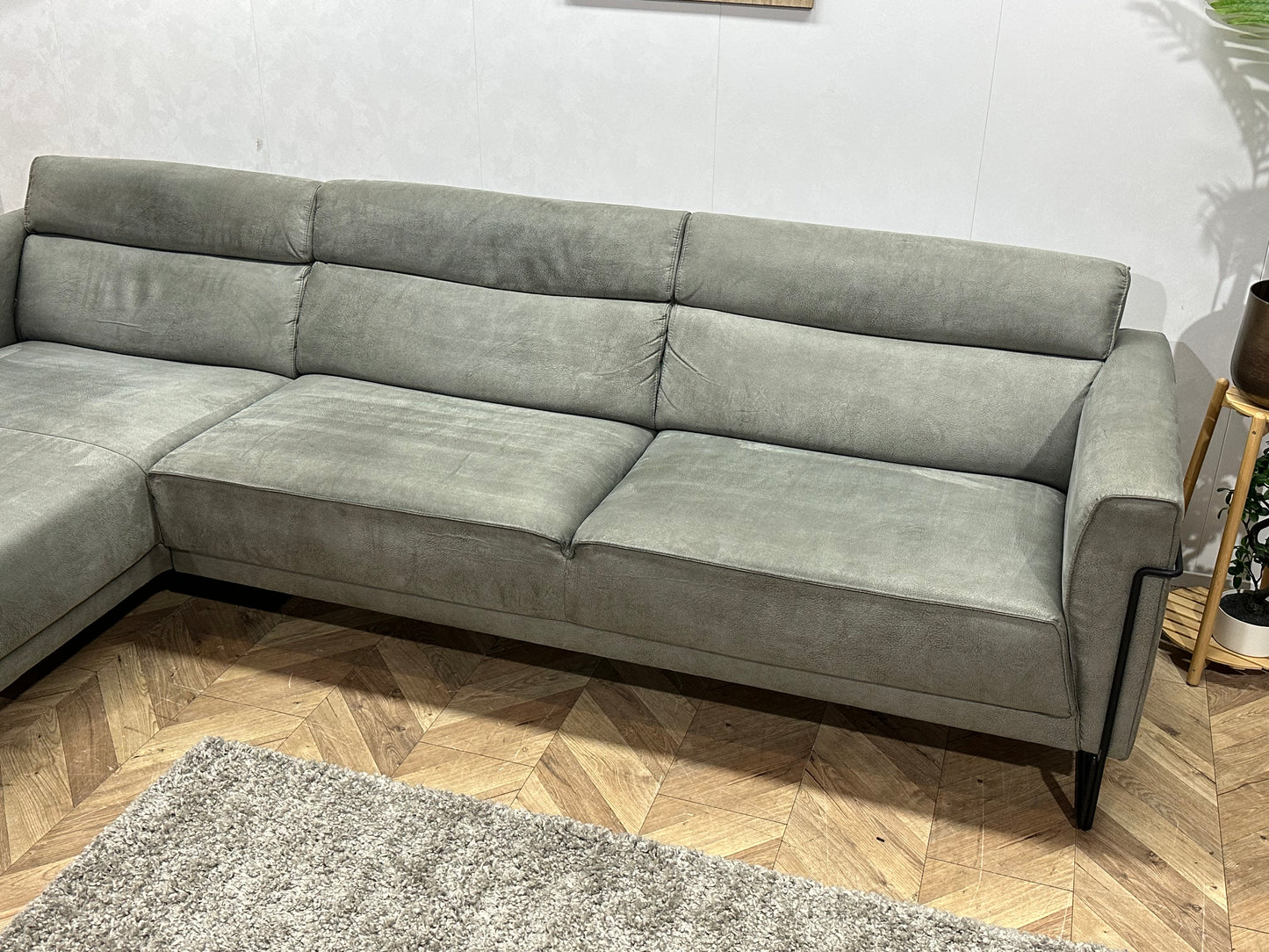 Xooon Grijze Suede Stoffen Hoekbank ~ Nieuwstaat