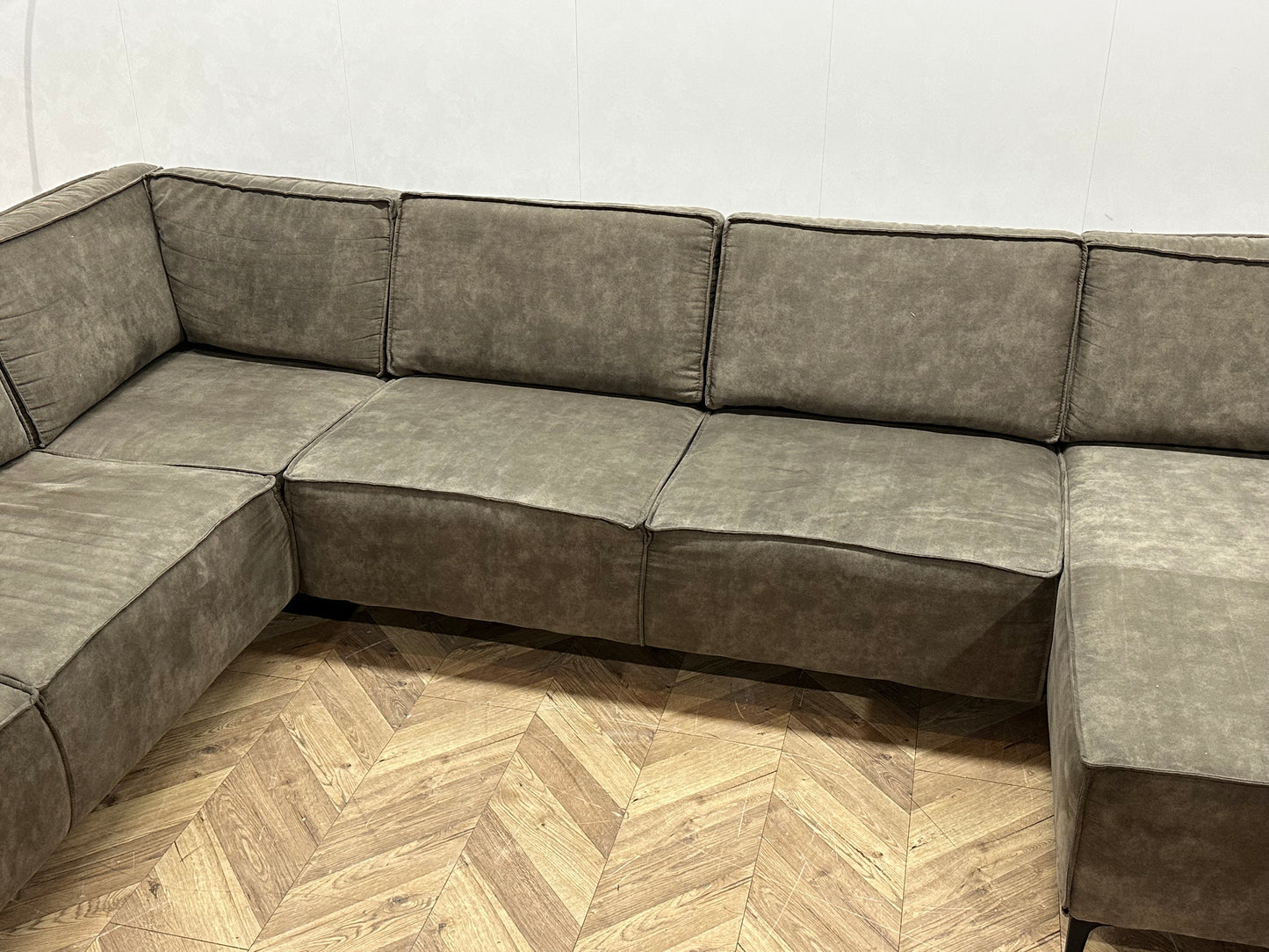 Antraciet Suède Stoffen U Bank ~ Losse Rugkussens Met Afneembare Hoezen