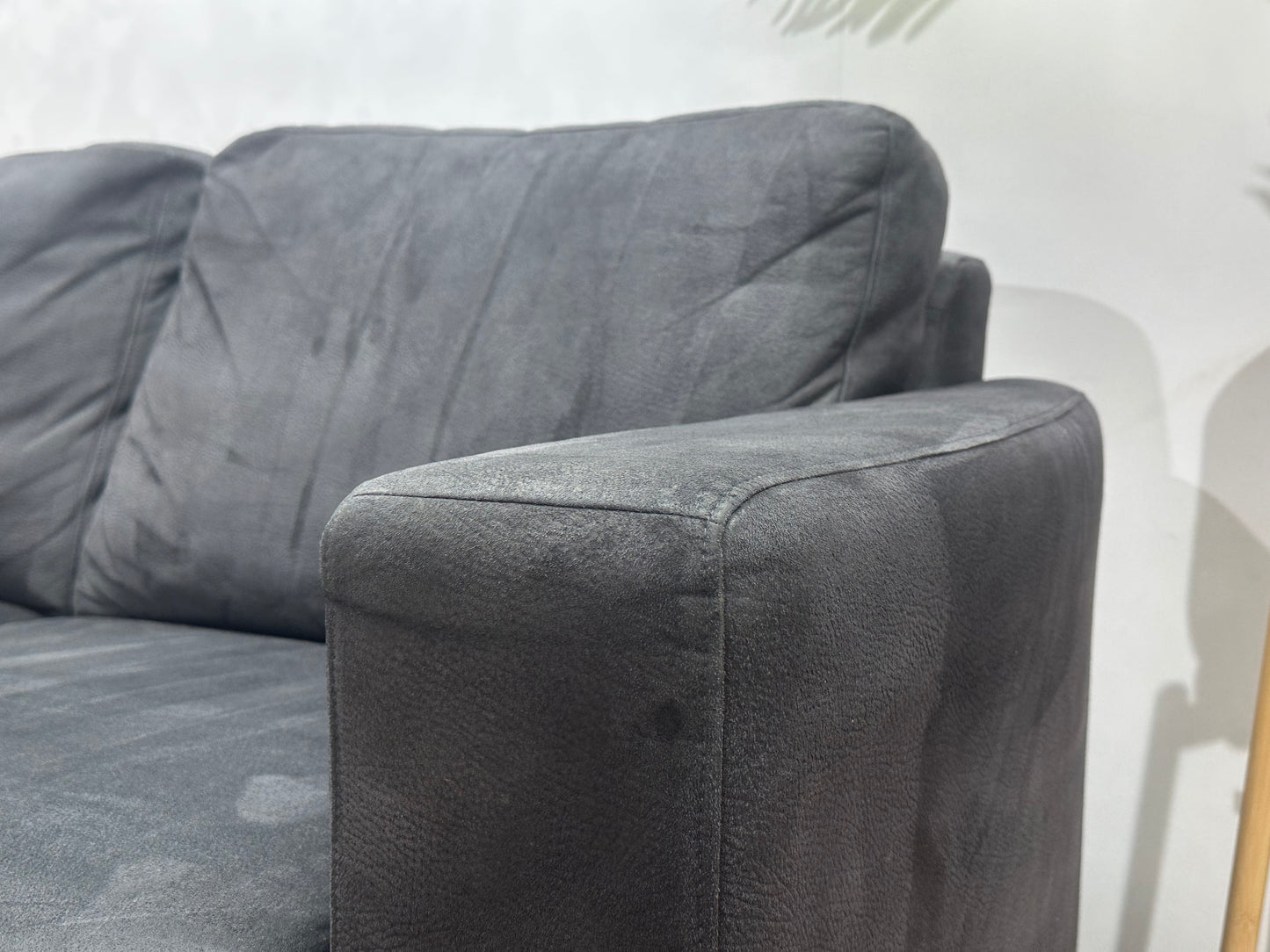 Antraciet Suède Stoffen 2.5-Zits Bank ~ Vaste Kussens