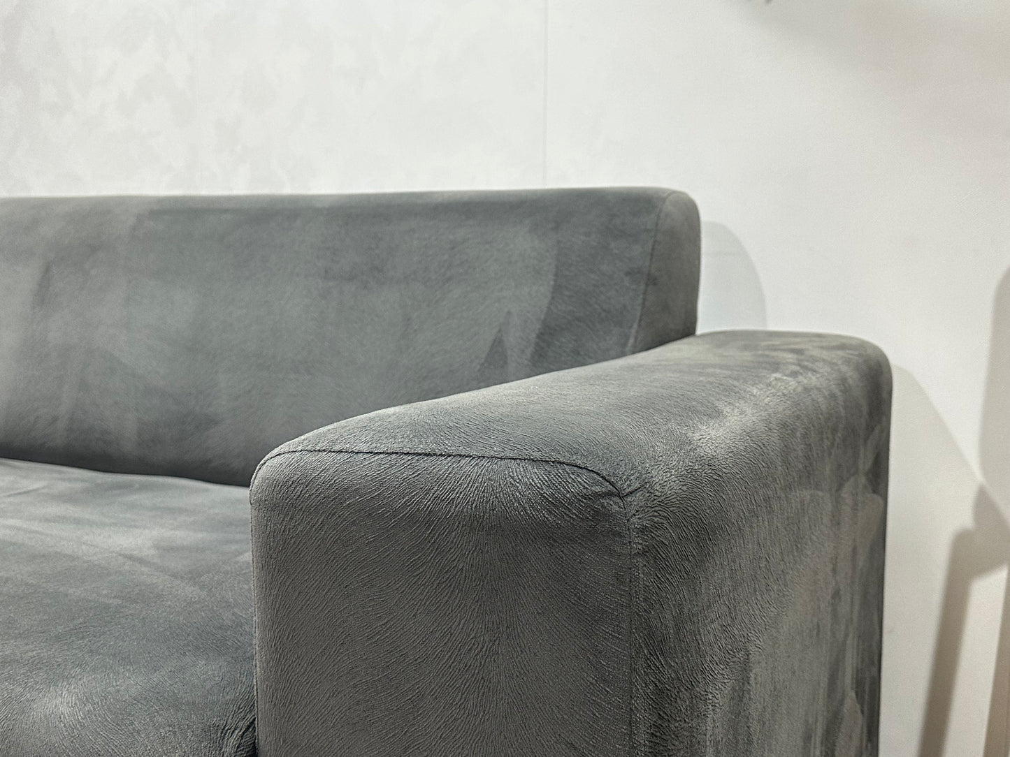 Antraciet Velvet Hoekbank ~ Vaste Kussens