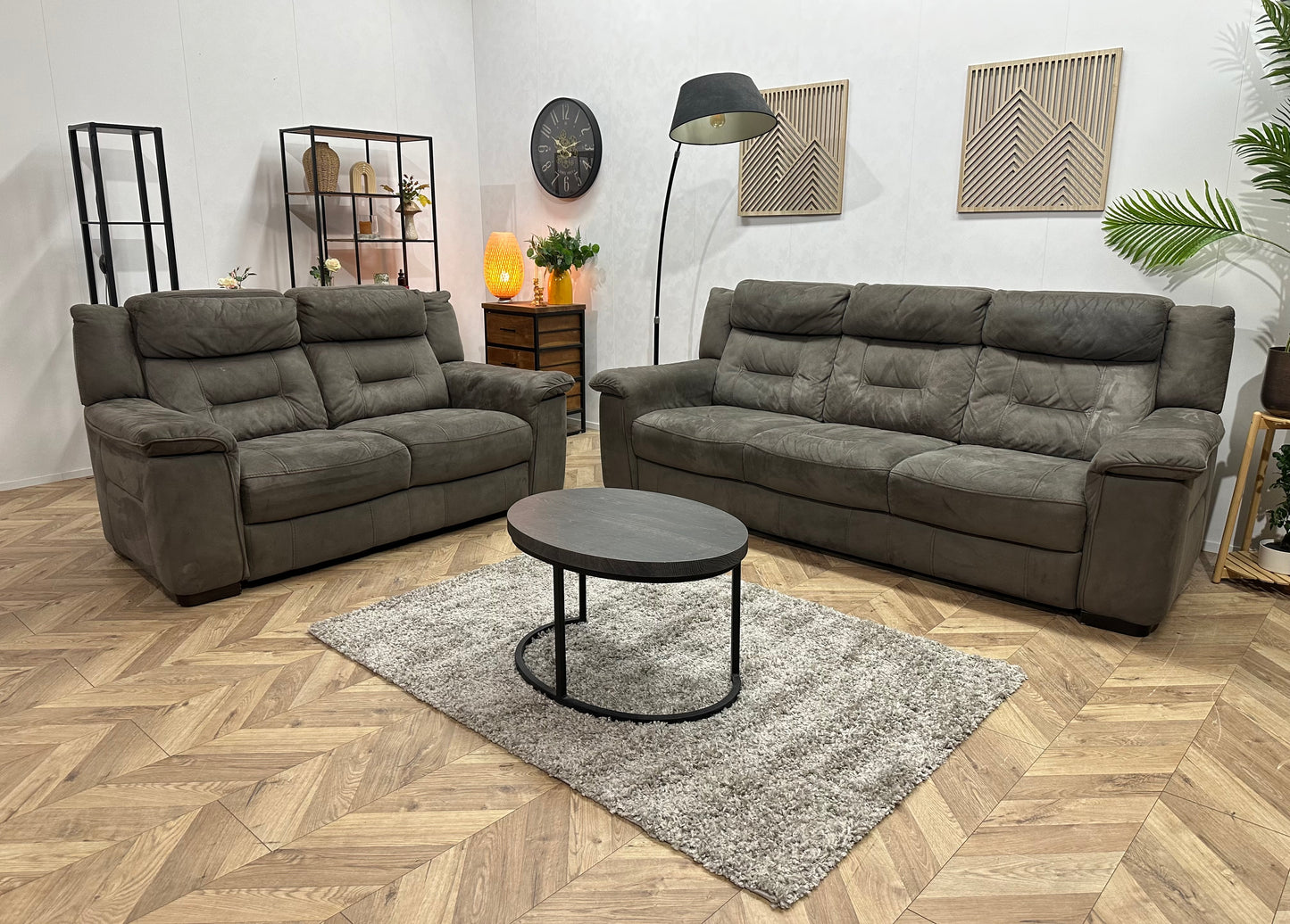 Antraciet Velvet Banken Set ~ Vaste Kussens