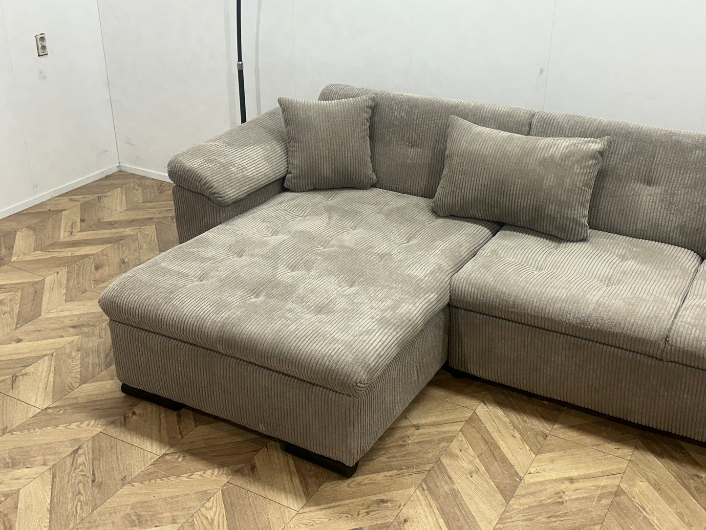 !Showroommodel! Beige Ribstof U Bank